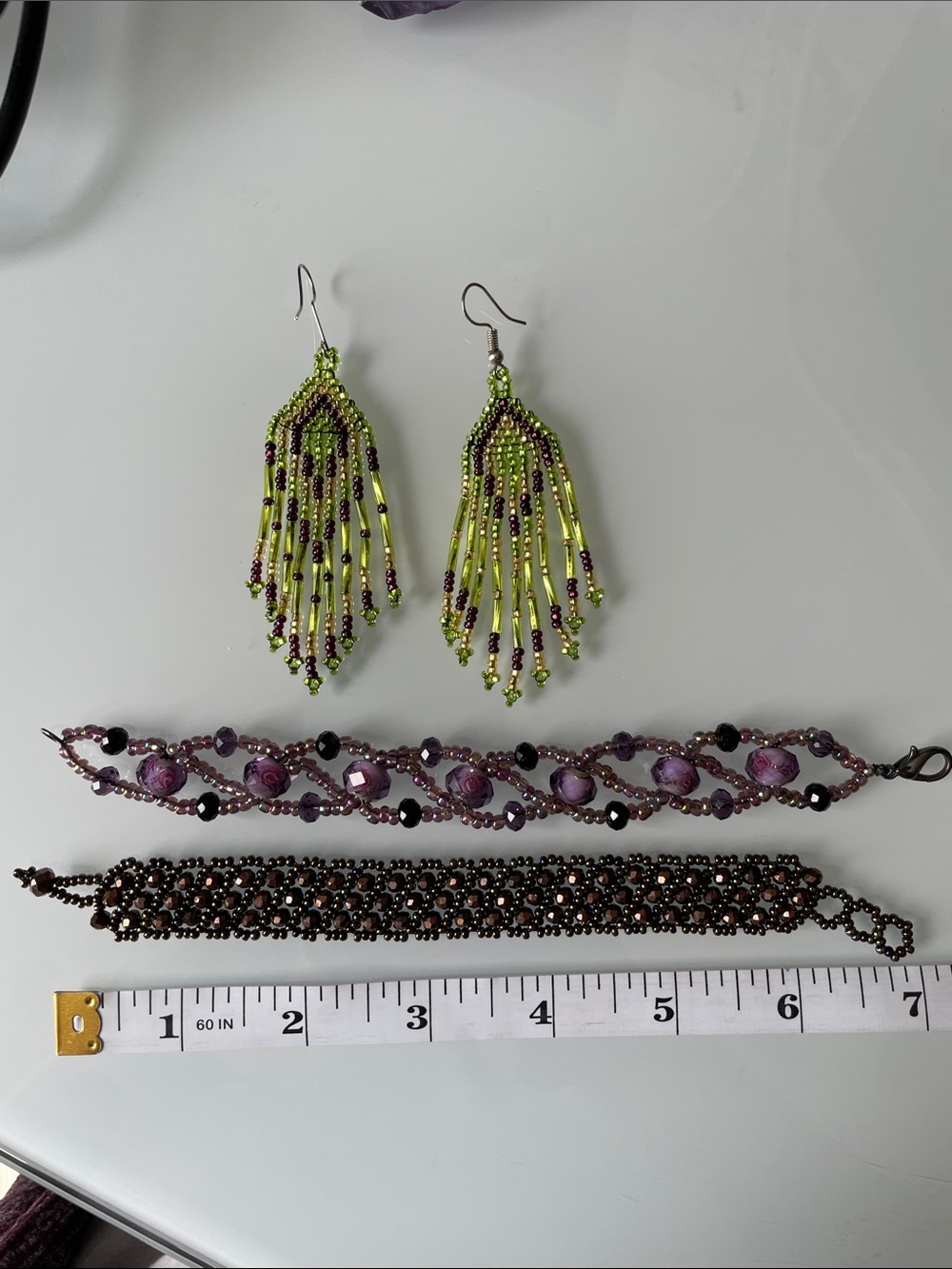 Lot of Handmade Beaded Earrings and Bracets